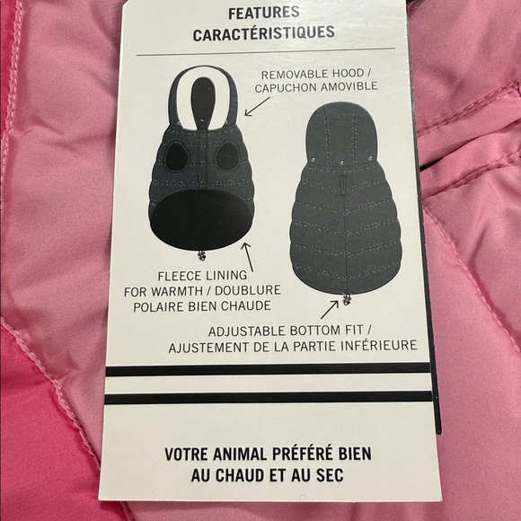 Nautica Dog puffer jacket with removeable faux fur hood. Size XL. Pinks & Gray. - Picture 9 of 16